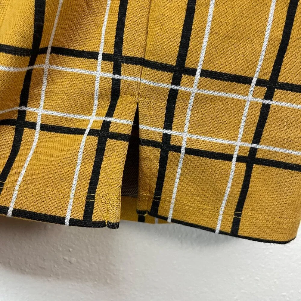 Girls Yellow Plaid Mini Skirt With Slit Detail By Popular Basics Size S - Picture 4 of 9